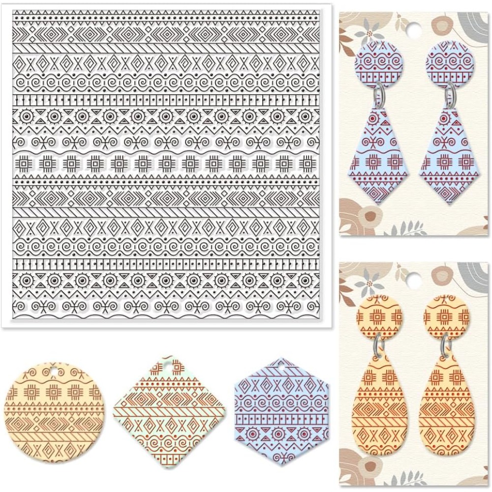 Jewelry Making In Clay - Stempel Tekstur Silikon Geometris Tekstil Cetakan