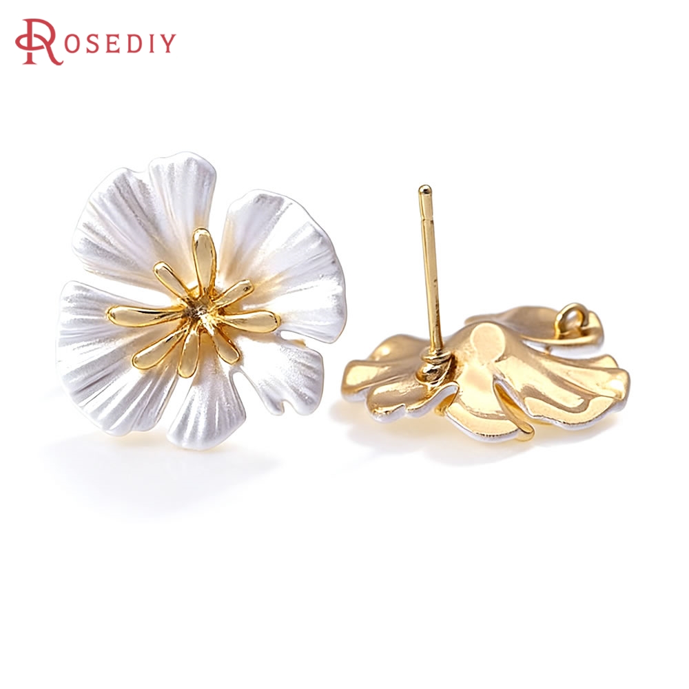 Jewelry Making Brass - Anting Tusuk Bunga Kuningan Warna Emas