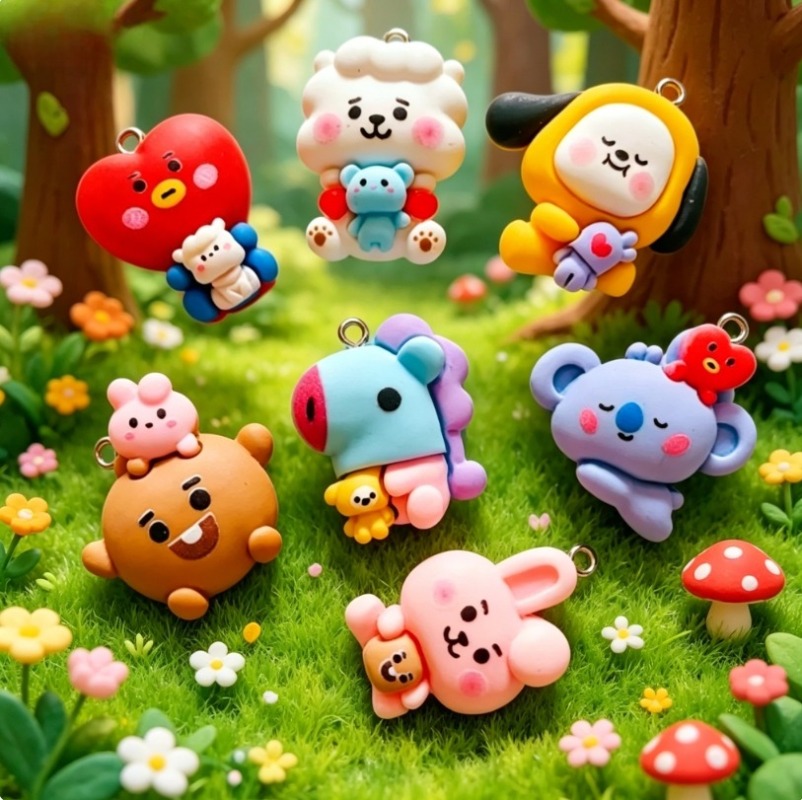 7pcs BT21 Resin Kartun Charm A - Jewelry Making Essentials ulasan dan harga