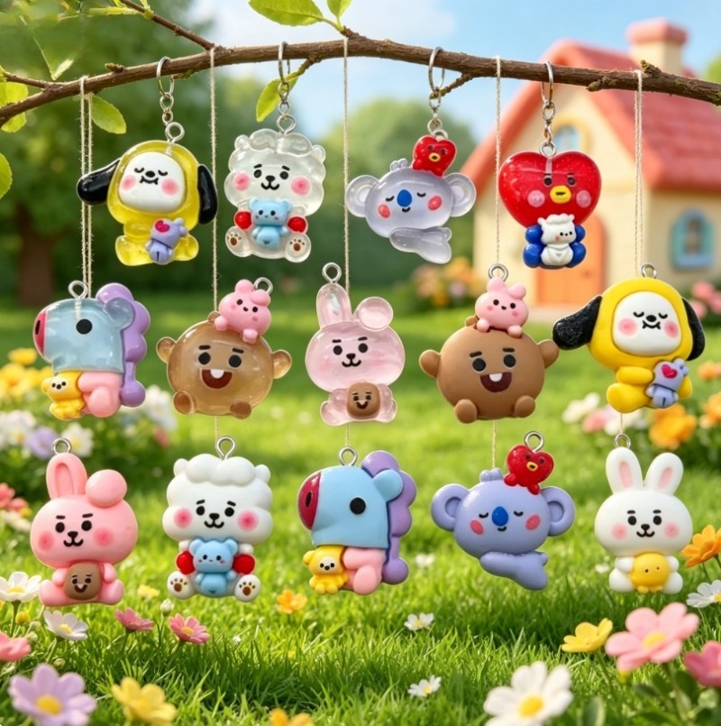 7pcs BT21 Resin Kartun Charm A - Jewelry Making Essentials ulasan dan harga