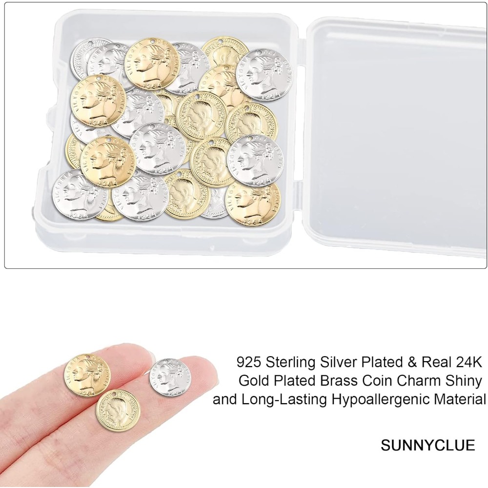 32 Buah 2 Gaya Jimat Koin 24K  - Jewelry Making Victoria ulasan dan harga