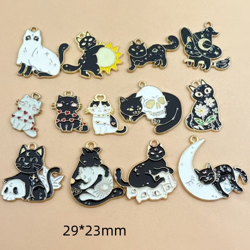 10pcs Liontin Kucing Hitam Ena - Jewelry Making Brass ulasan dan harga