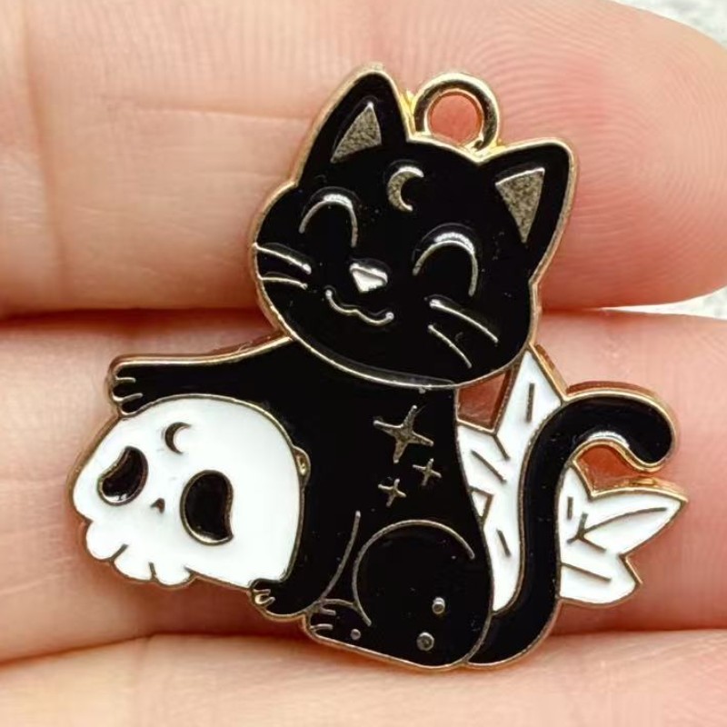 10pcs Liontin Kucing Hitam Ena - Jewelry Making Brass ulasan dan harga